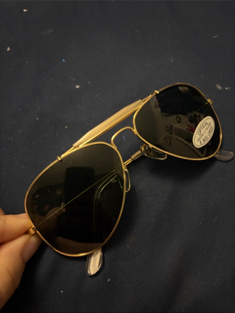 Gold Aviator Sunglasses with Dark Green Lenses